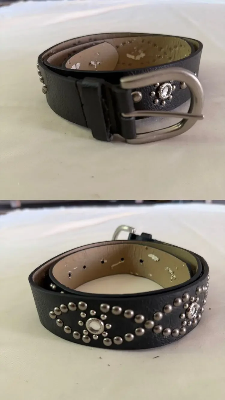 Black Faux Leather Studded Gem Belt OS Fairy Grunge Western Y2K 2000s
